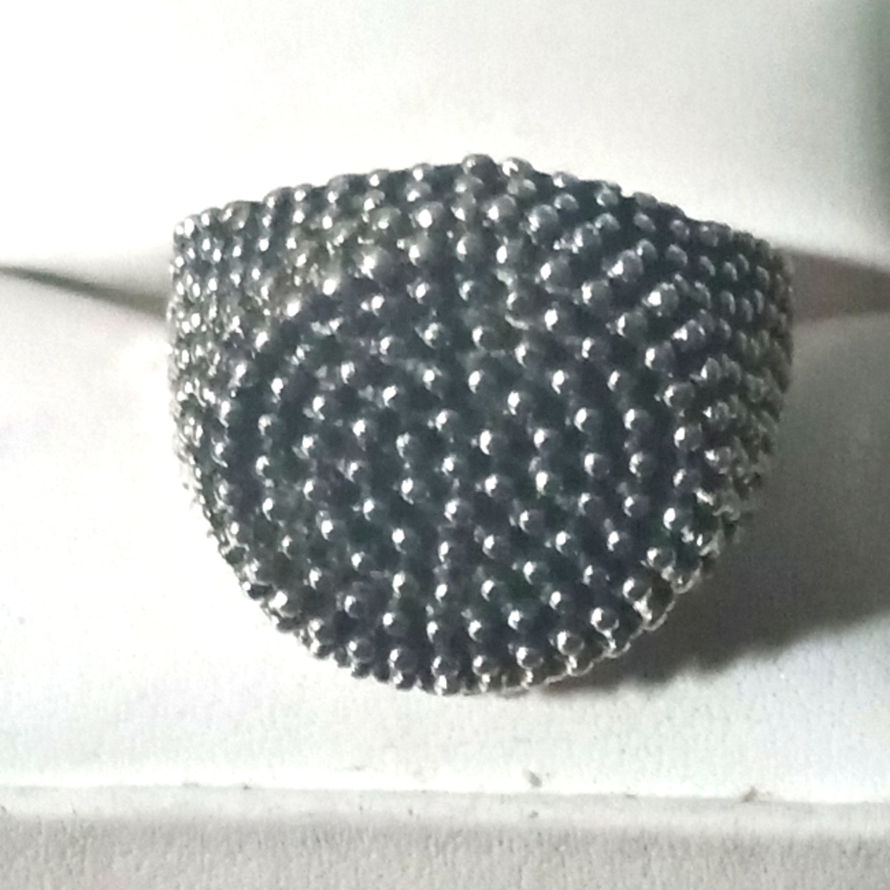 New Sterling Silver Beaded Ring